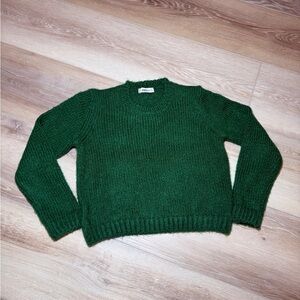 Zara Emerald Green Knit Crewneck Sweater